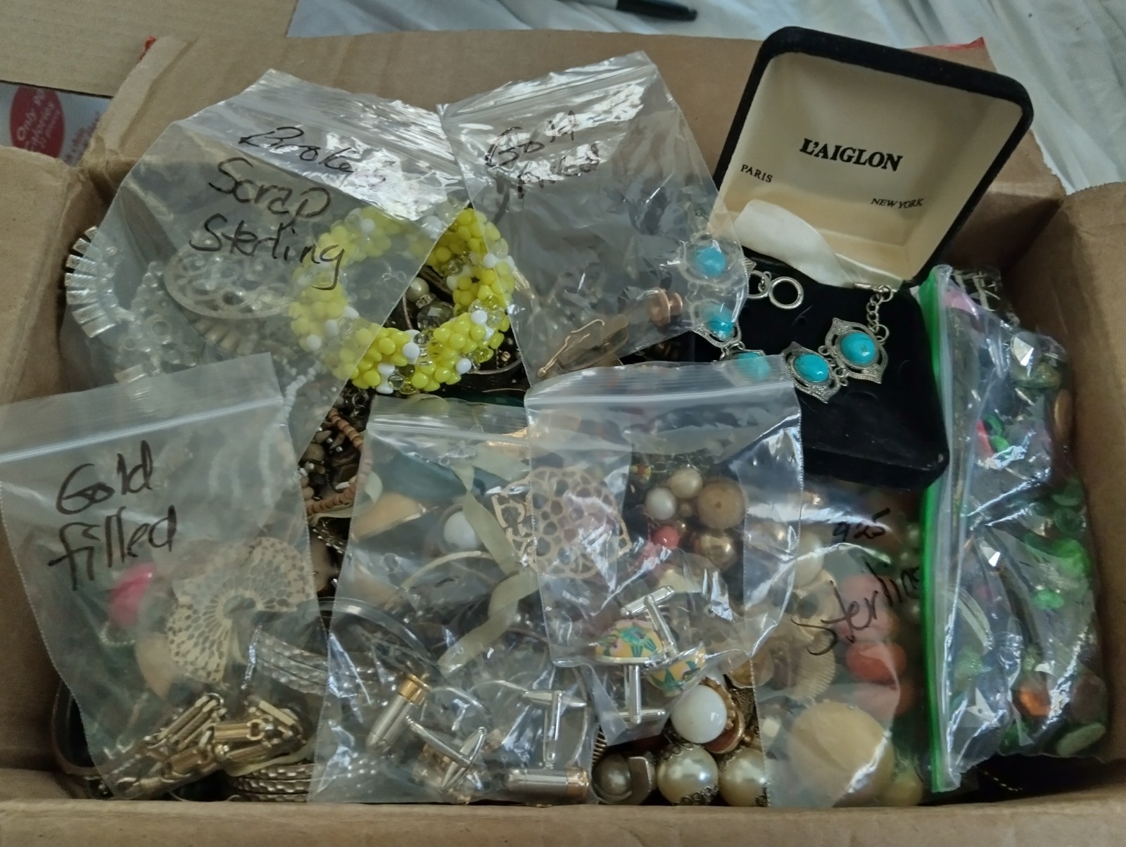 19 + lbs Huge Unsorted Jewelry Lot Vintage to Now Craft repair Sterling Goldfill