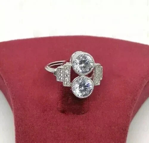 Classic Art Deco Style Round Cut Lab Created Diamond 925 Silver Birthday Ring