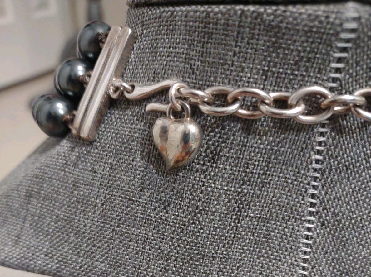 Carol Lee Dark Grey Individually Knotted Baroque Pearl Three Row Necklace 17 In