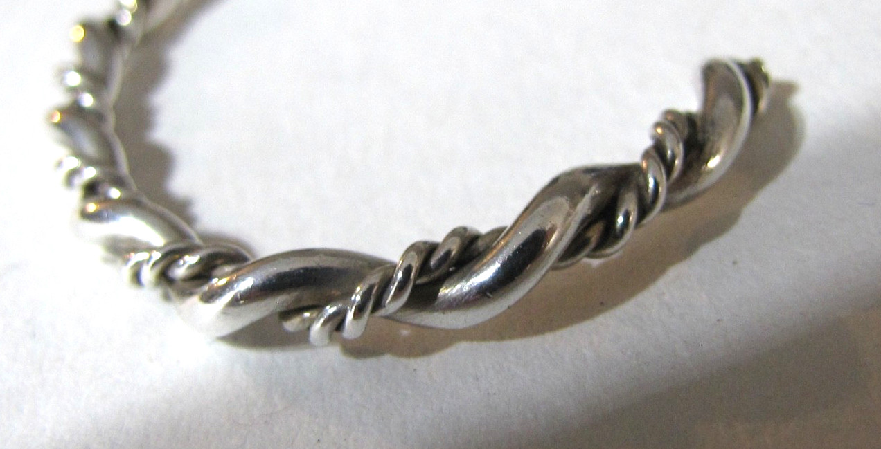 Vintage Sterling Silver Cuff Bracelet Minimalist Southwest Stackable Twist Rope