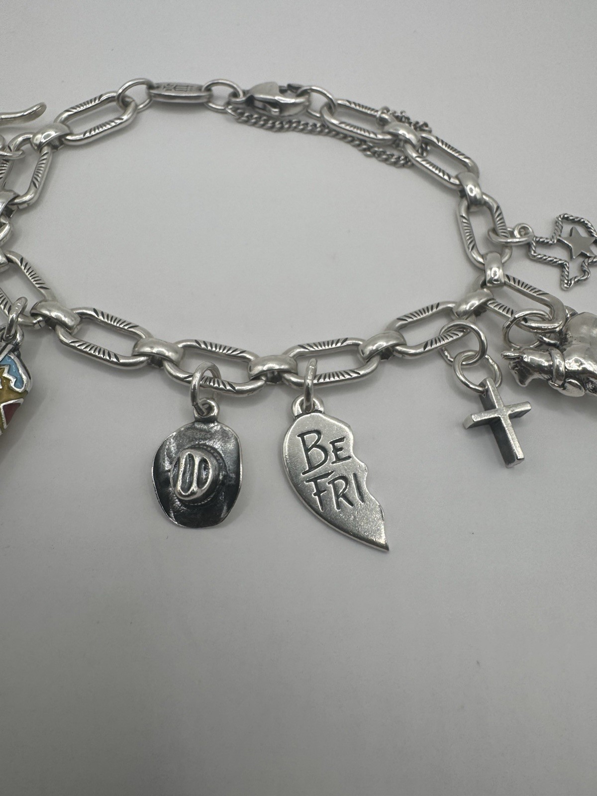 James Avery 7” Ornate Link Charm Bracelet with 8 Charms – 🤠 Western Flare!