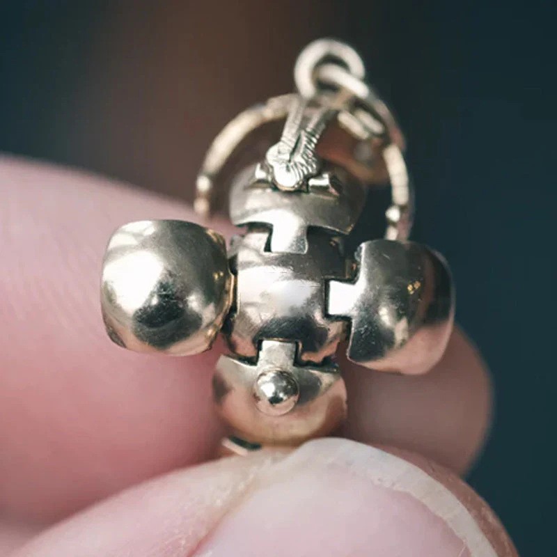 Mini Masonic Transforming Sphere Pendant, Vintage Foldable Ball Necklace TL