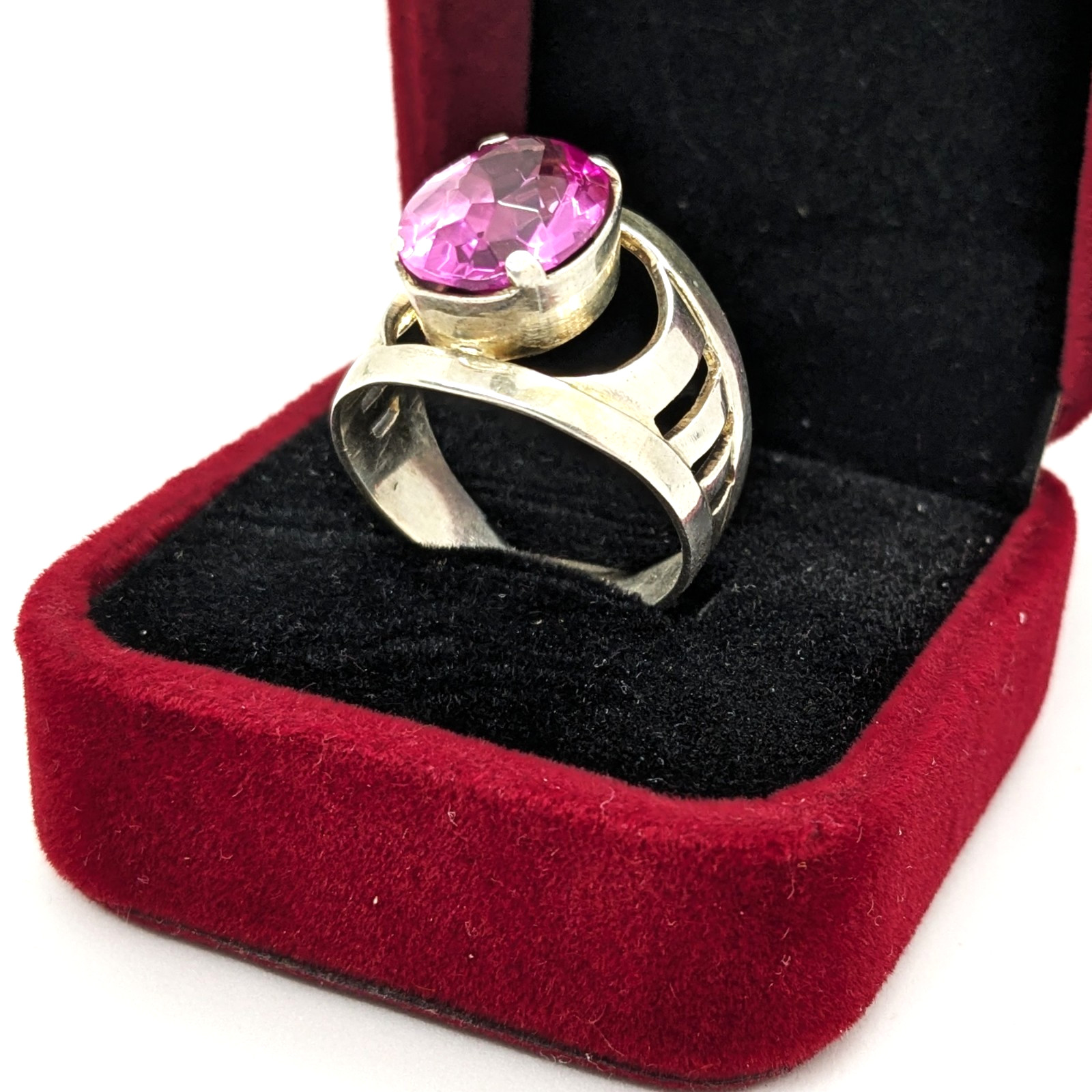 Vintage Luxury Soviet RING Silver⭐️875 with Big Bright Ruby -10.5US (20mm) | #77