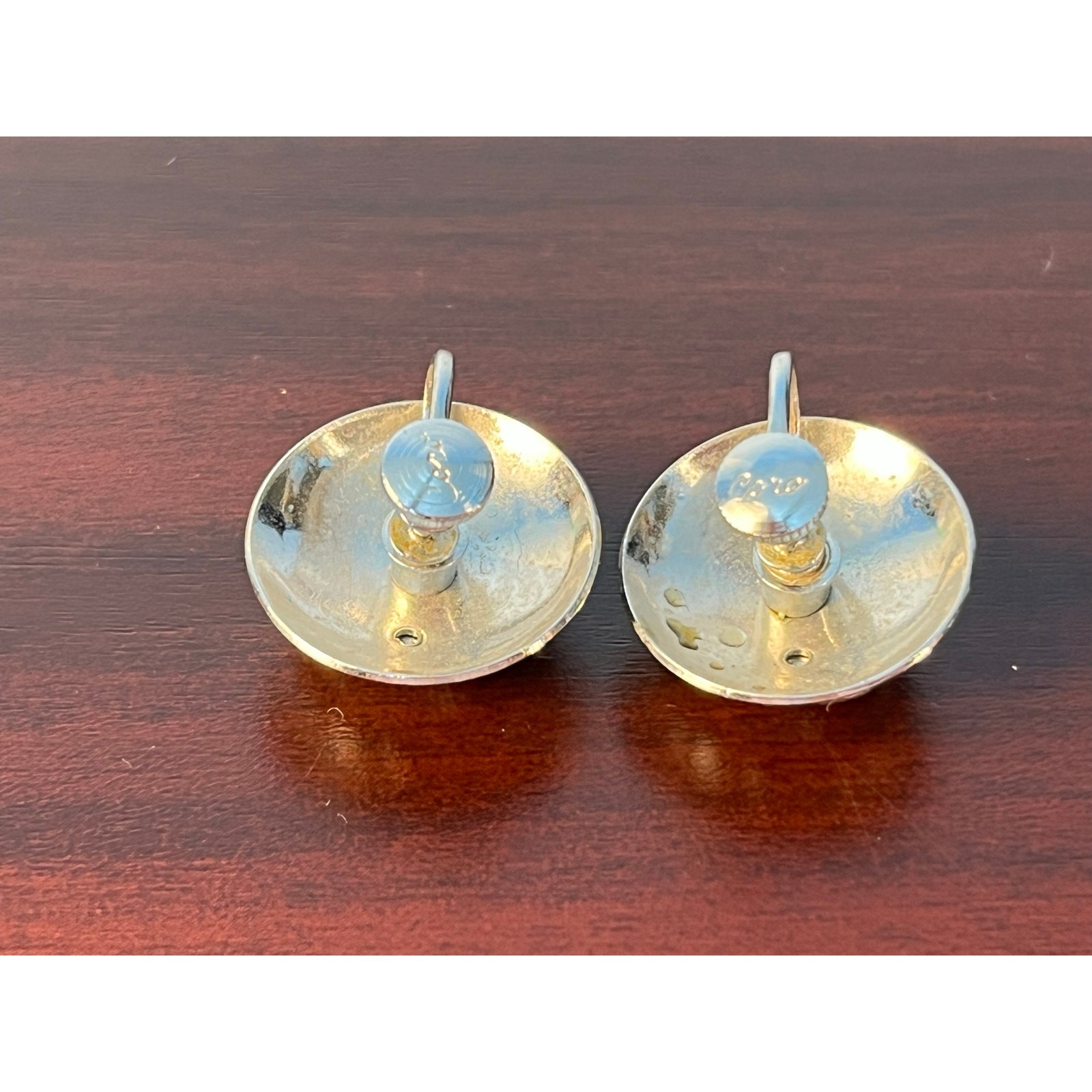 VTG Coro Silver Toned Circle Screw back Earrings Elegant Minimalist Old Money