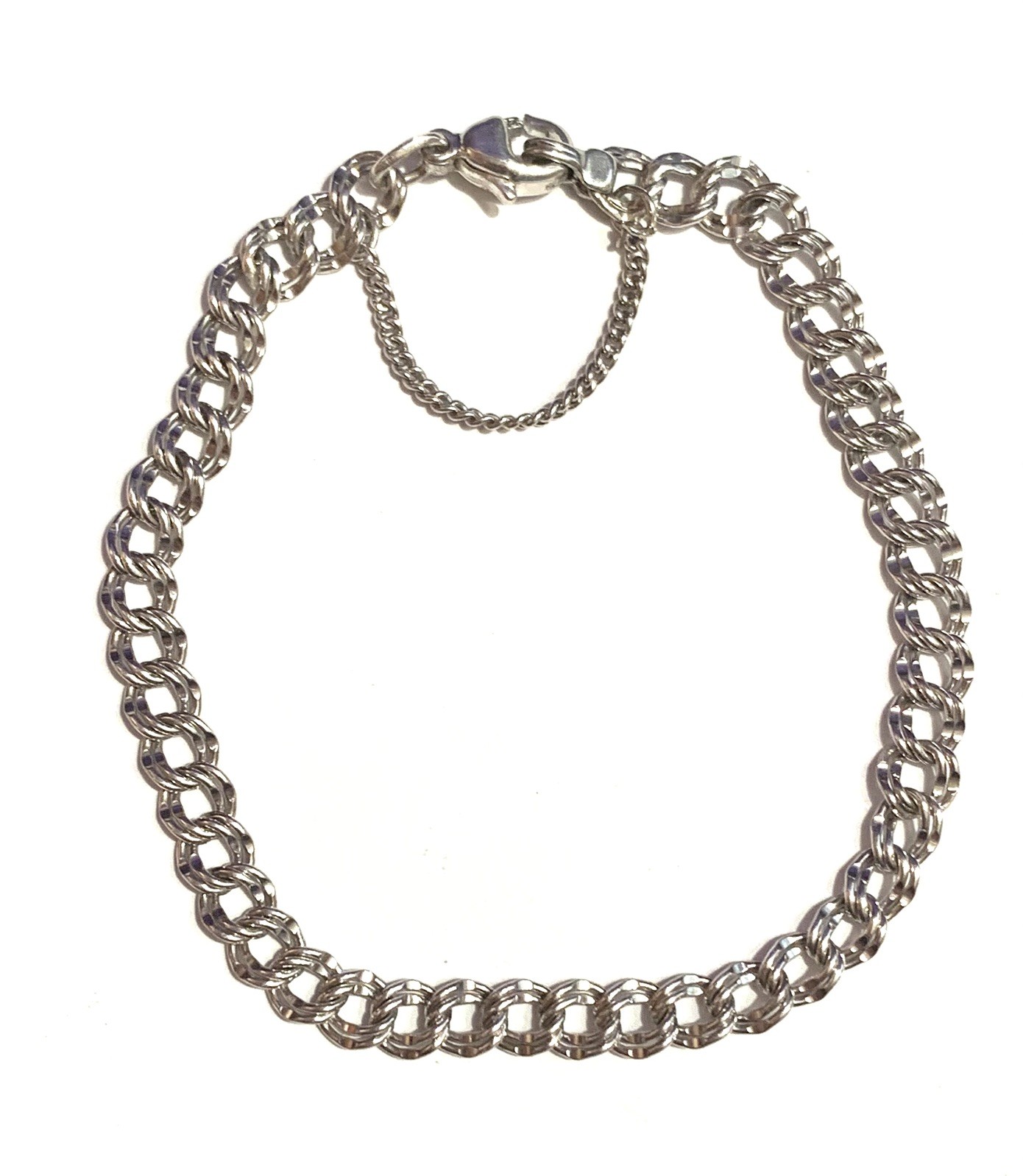 James Avery 7.5″ Light Double Curb Charm Bracelet Sterling Signed EUC