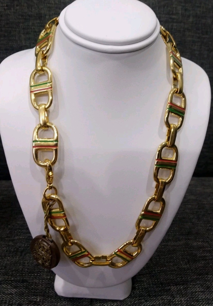 Gucci, Paolo 2 Necklaces, 2 Earrings & 2 Brooches Gold Plated Jewelry Lot Sets