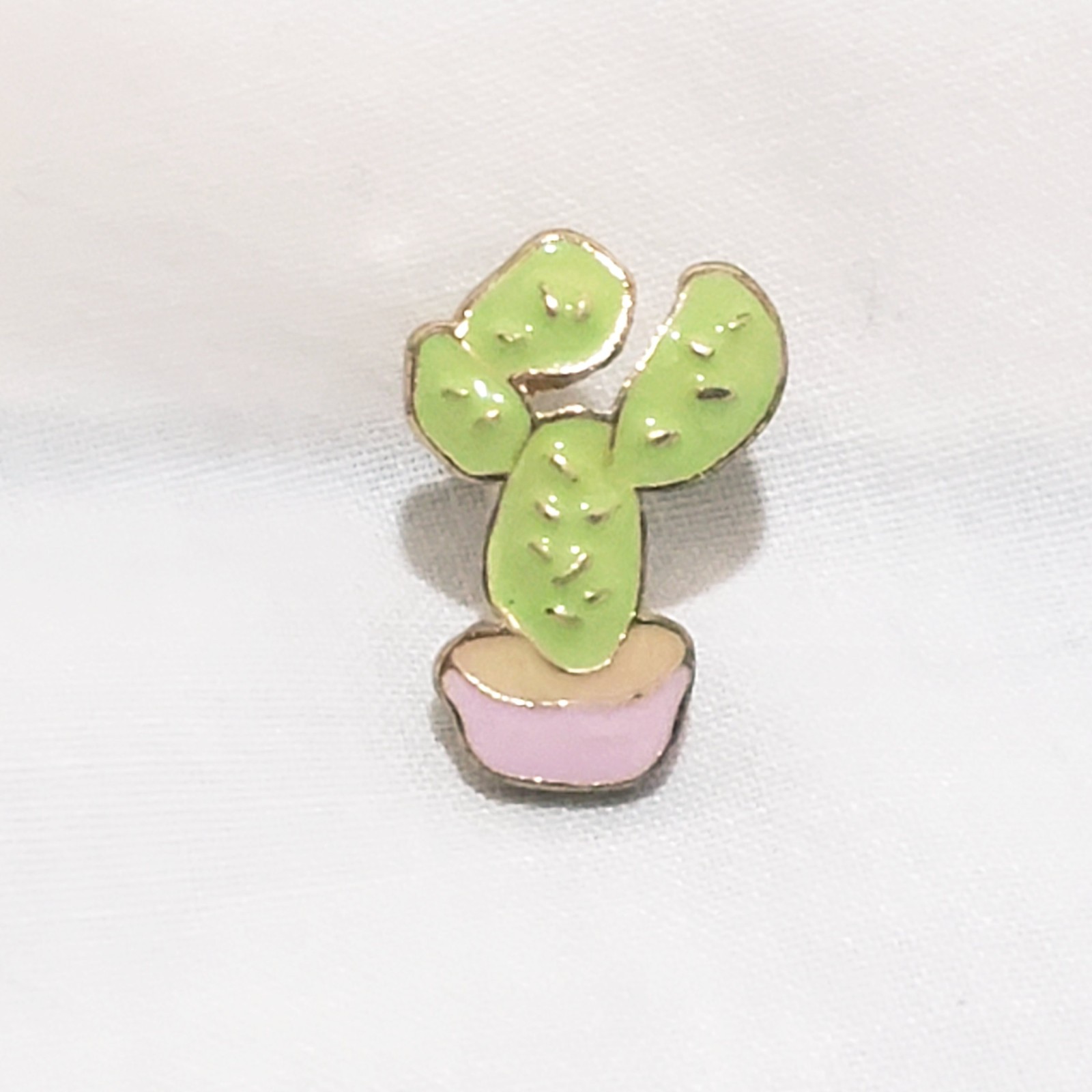 Cactus Plant in Pot Novelty Lapel Pin 1/2″ Green Pink
