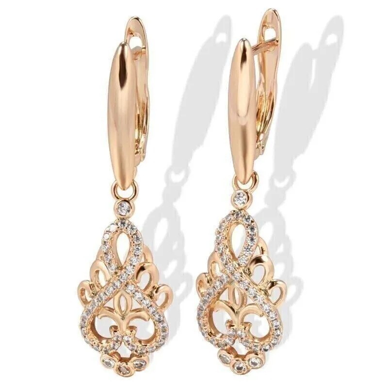 Art Deco Vintage Lab Created Diamond Party Wear New Earring 14K Rose Gold Finish