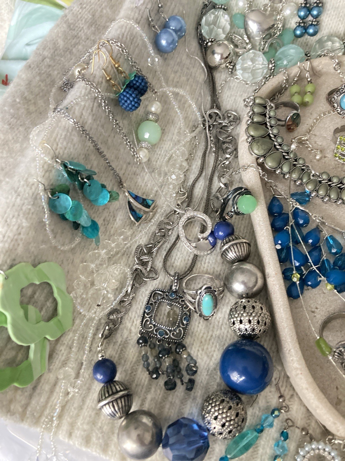 Vintage & Modern Costume Jewelry Lot Curated Collection ALL WEARABLE Blues