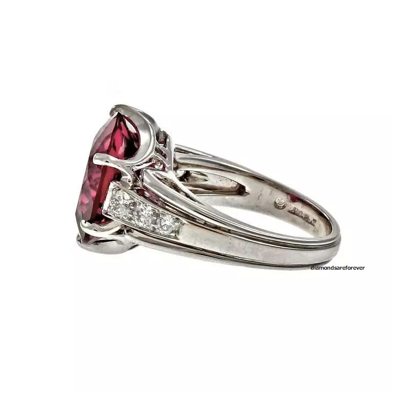 Original 1950-1959 Setting Center Rubellite Tourmaline Stone 9.CT Solitaire Ring