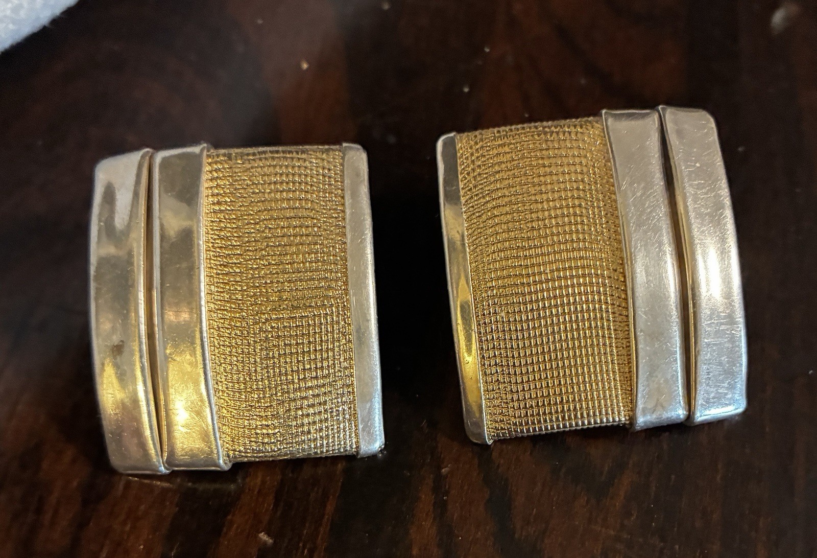 Huge 18K Gold & Sterling Silver Earrings Designer Signed BTP 22.9 Grams