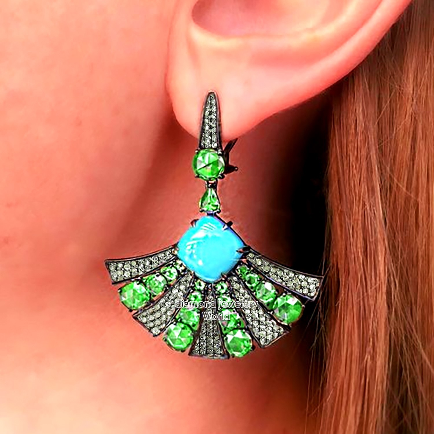 2.41ct Rose Cut Diamond Gemstone Studded Silver Vintage Gorgeous Earring Jewelry