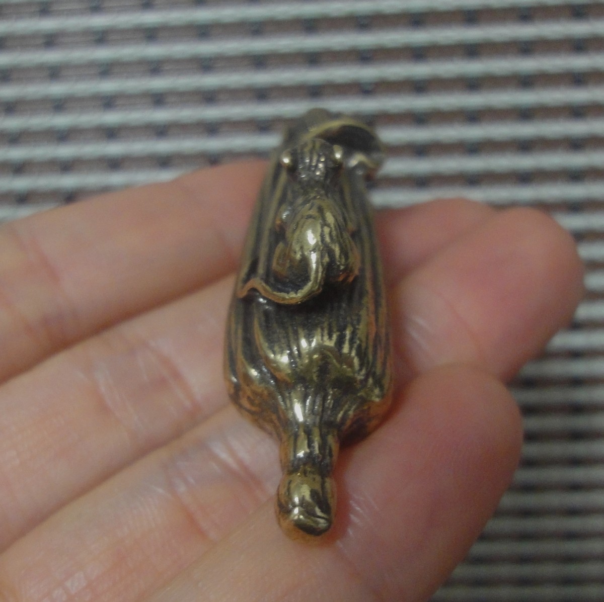 Solid Brass Mouse on Corn Statue Pendant Vintage Style Bag Charms Gift for Her