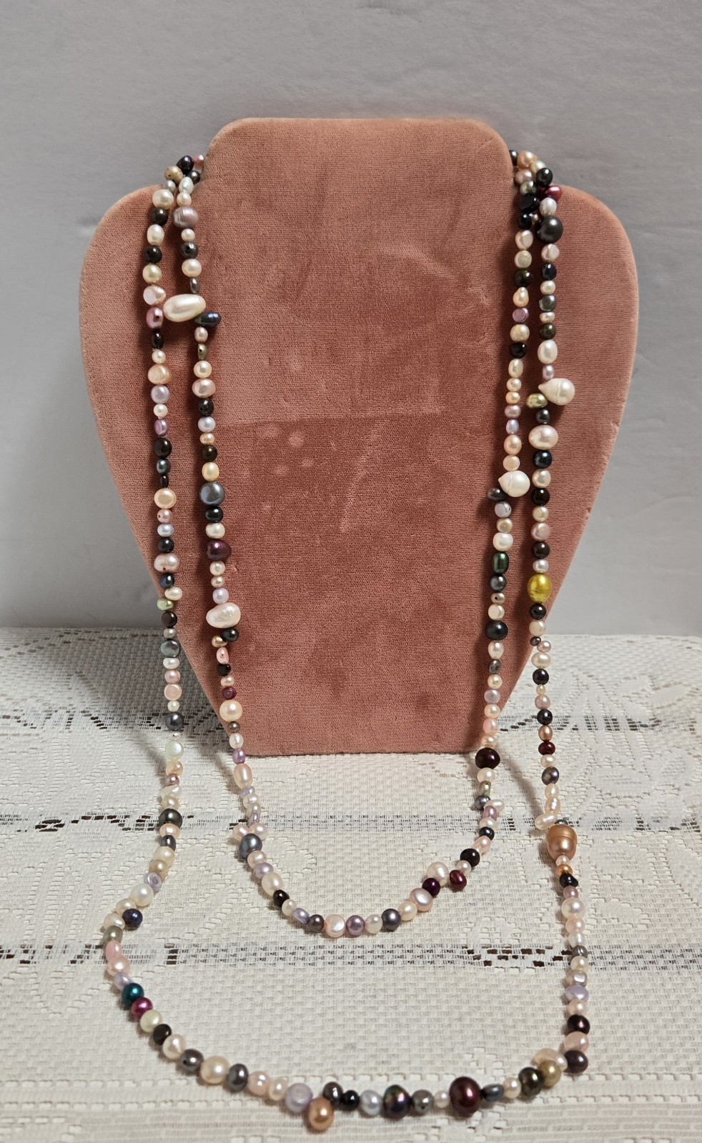 Multi Color Freshwater Pearl Extra Long Cluster Necklace