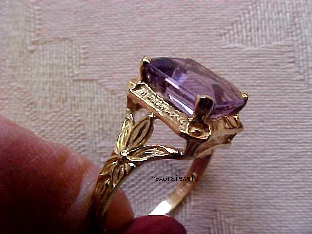 3.1Ct Emerald Cut Lab Created Amethyst Diamond Anniversary Gift 14k Gold FN Ring