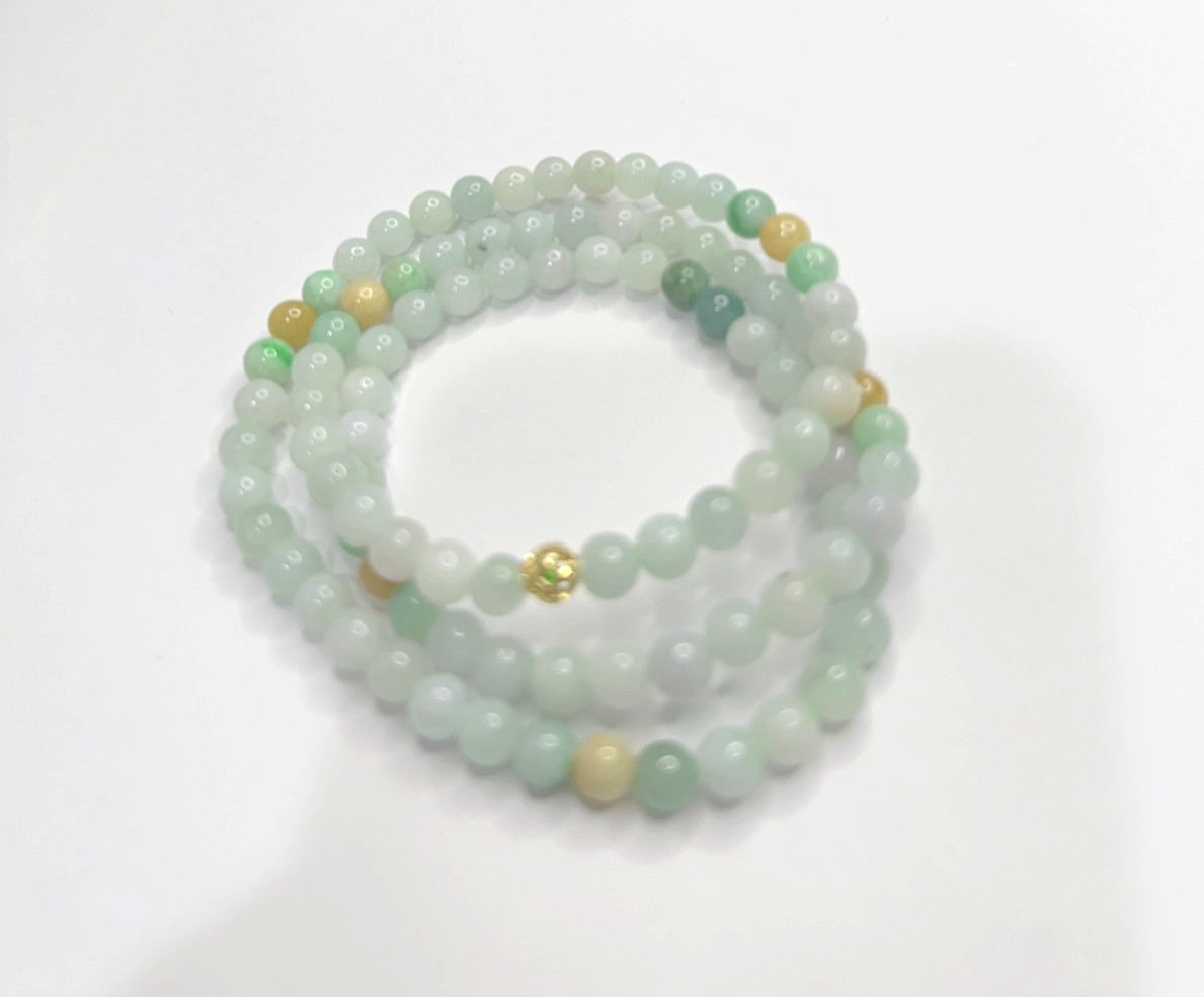 Burmese jadeite Jade type-A bead necklace, bead size 6.4mm, 22inch long