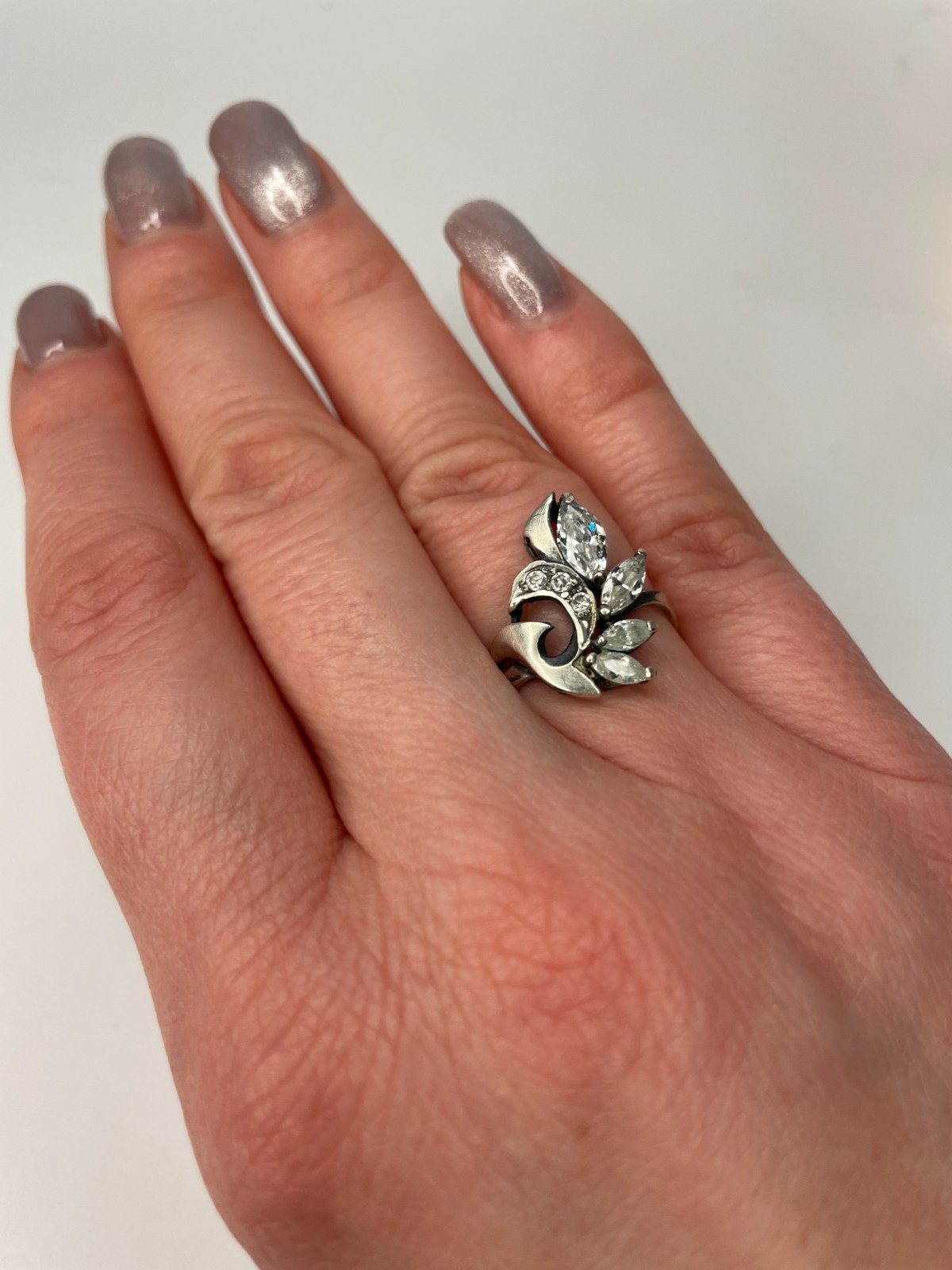 Vintage Russian Soviet Sterling Silver 925 Ring Cubic Zirconia USSR Women’s