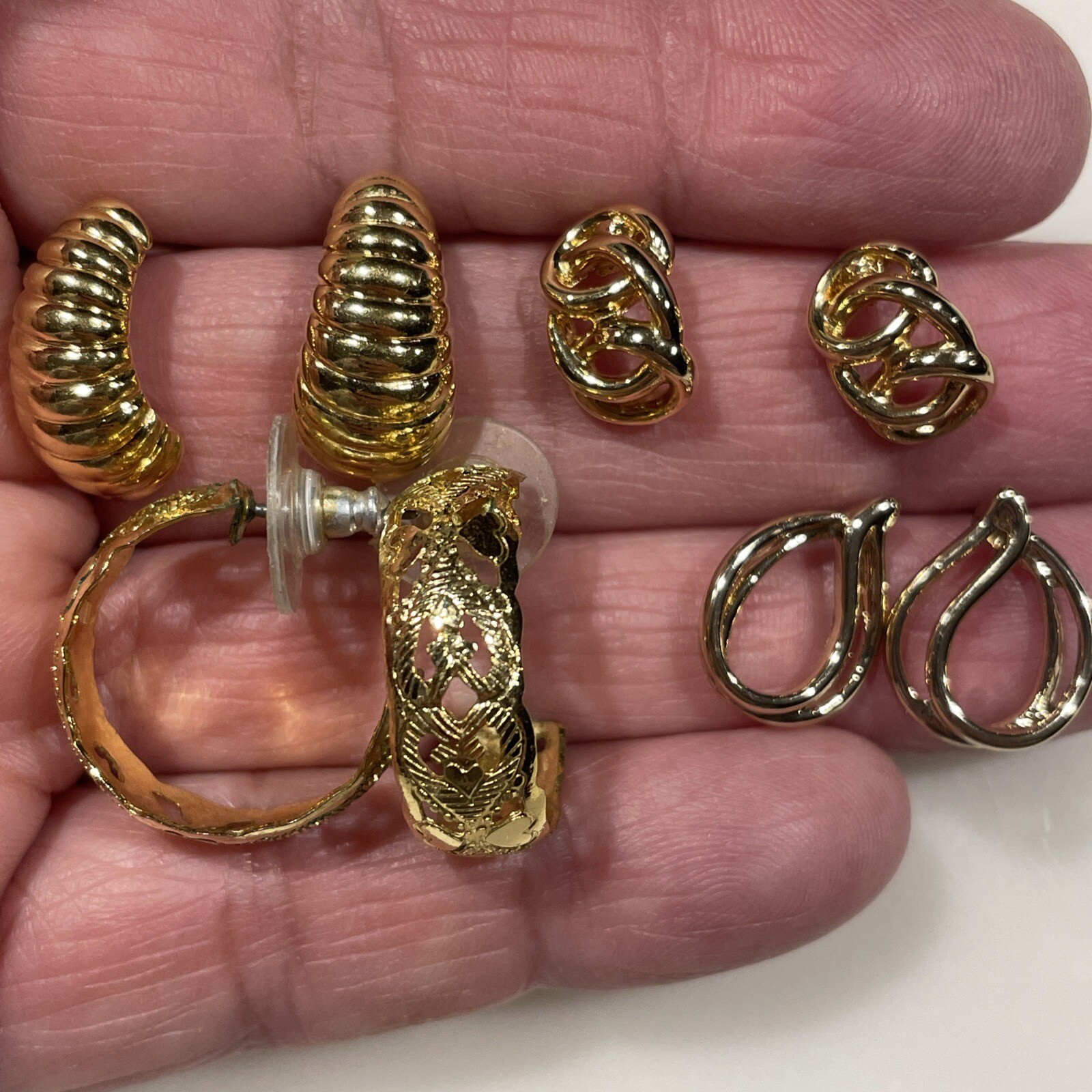 Lot Of 18 Pair Gold Tone Pierced Earrings Assorted Styles Sizes 1 Marked Monet
