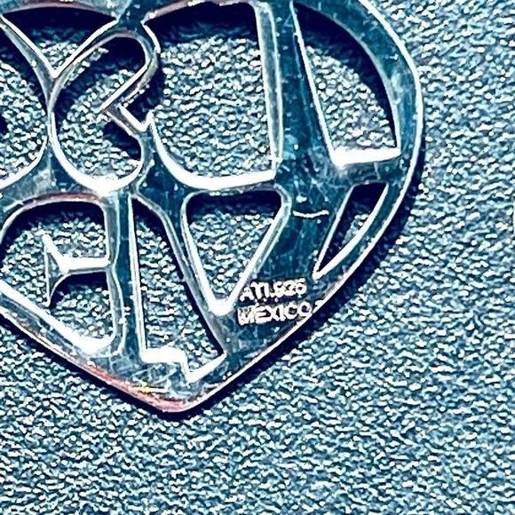 Sterling Silver Love in Heart Butterfly Hook Earrings ATI 925 Mexico Stamped