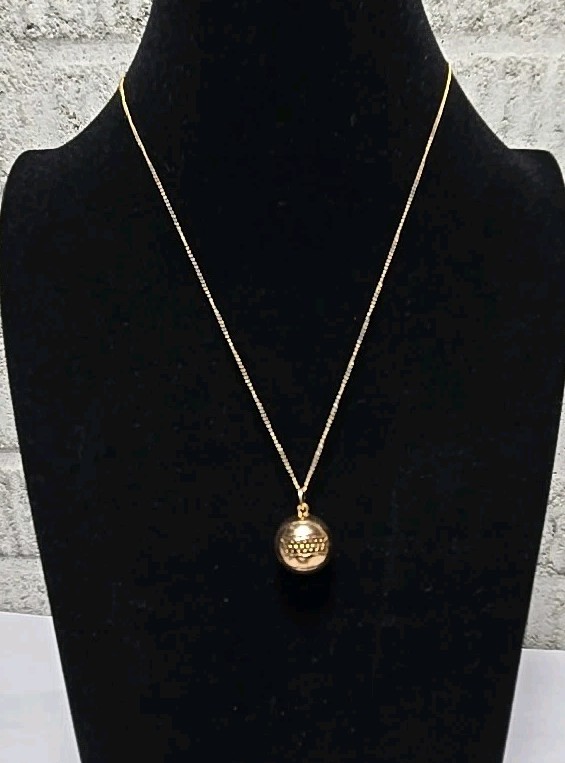 Vintage Gold Filled Basketball Pendant Charm with Chain Necklace 1940s era