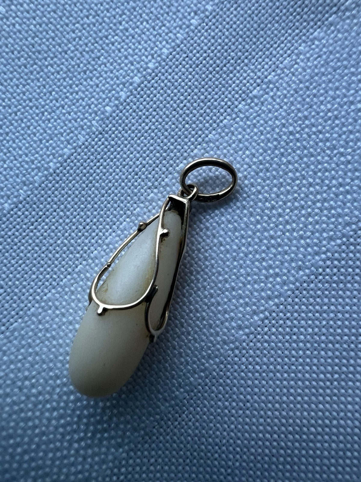Vintage Design Carved White Coral Or Material Pendant 14k Bale For Scrap Or Wear