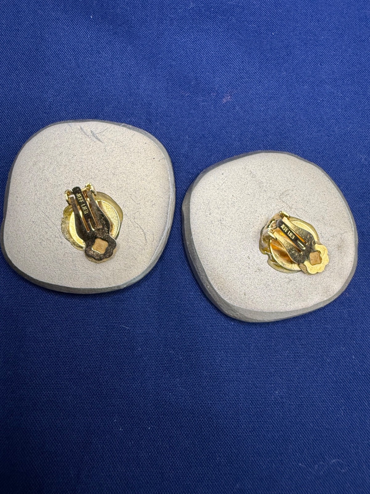 Vintage Jeff Lieb Earrings Silver Tone Swirl Abstract Clip Ons Signed