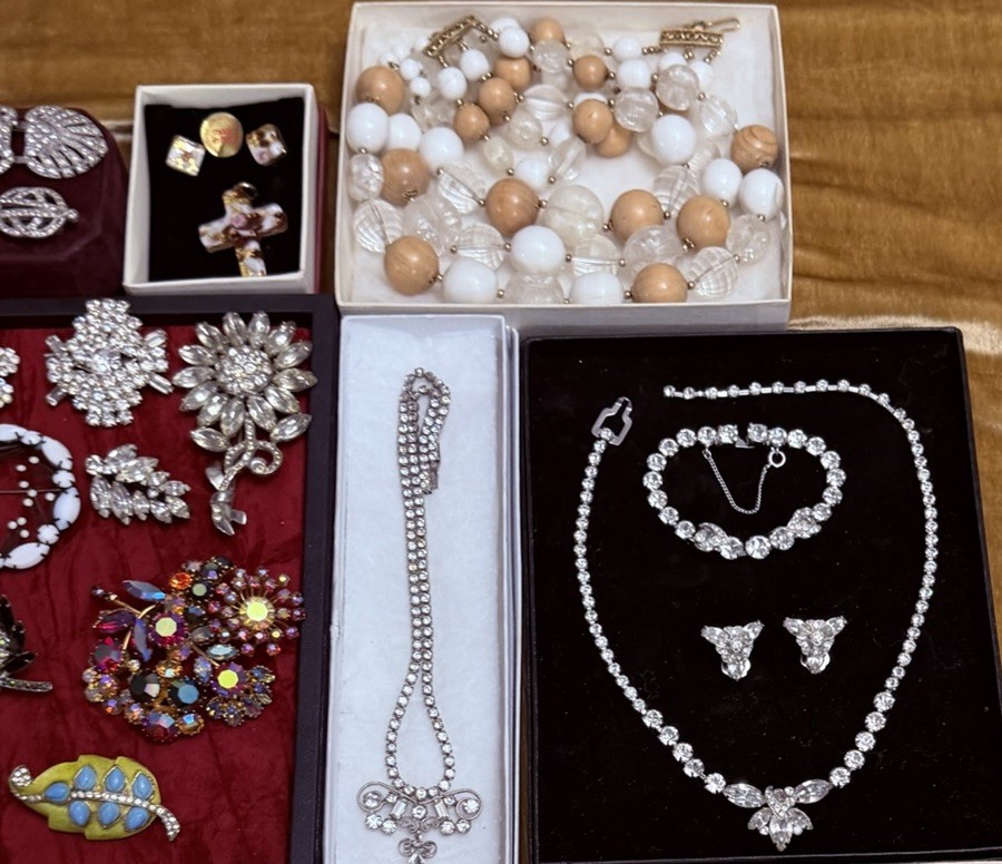 Vintage Rhinestone Jewelry Lot Haskell Weiss Juliana Crown Trifari Givenchy +