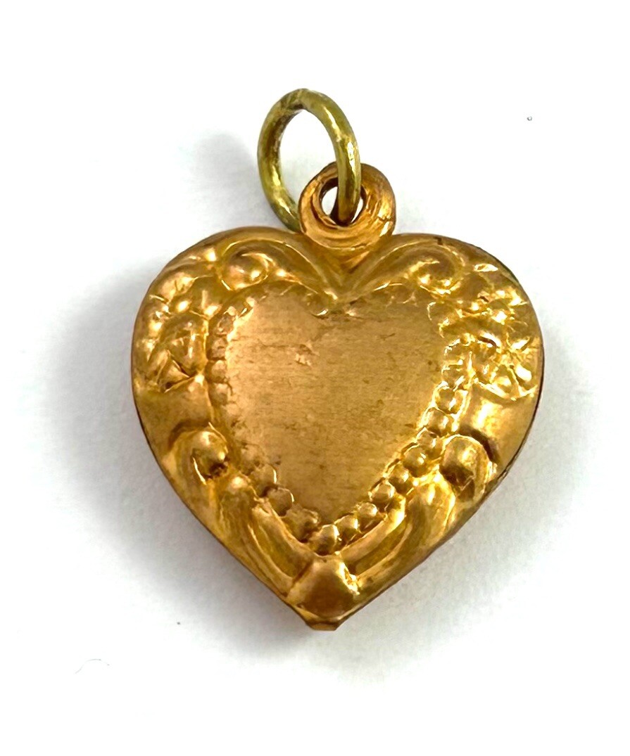 Vintage Heart Charm Puffy Heart Pendant Brass Vintage Jewelry Women Gift For Her