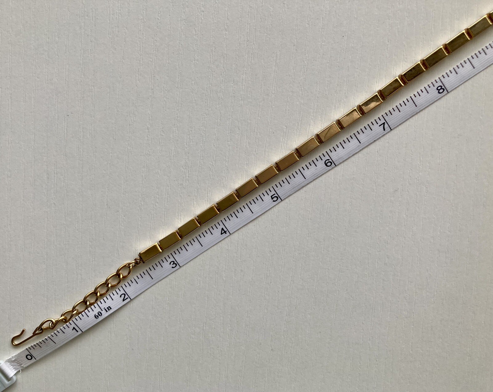 Vintage Rectangle Bar Box Link Chain Necklace 16” Gold Tone Adjustable 17.25g