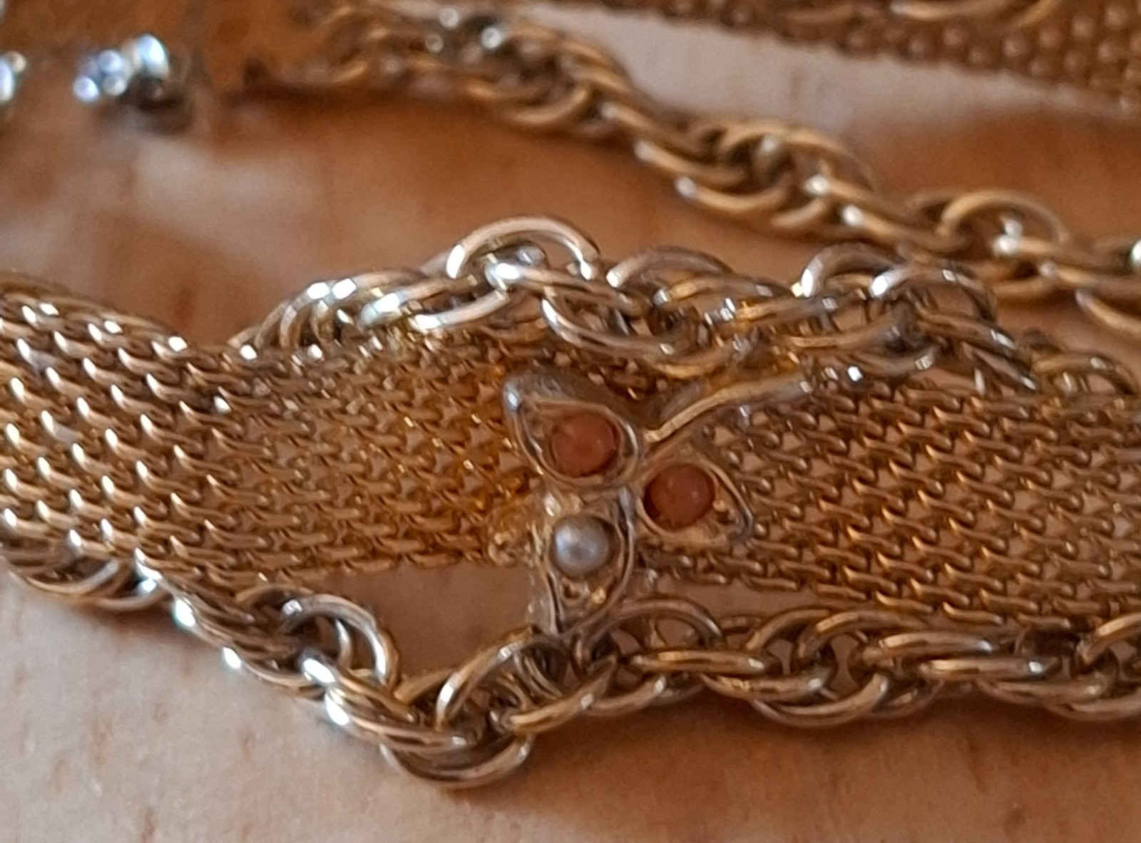 Vintage MCM Jewelry Goldette Gold Tone Mesh & Chain Bracelet – slight damage
