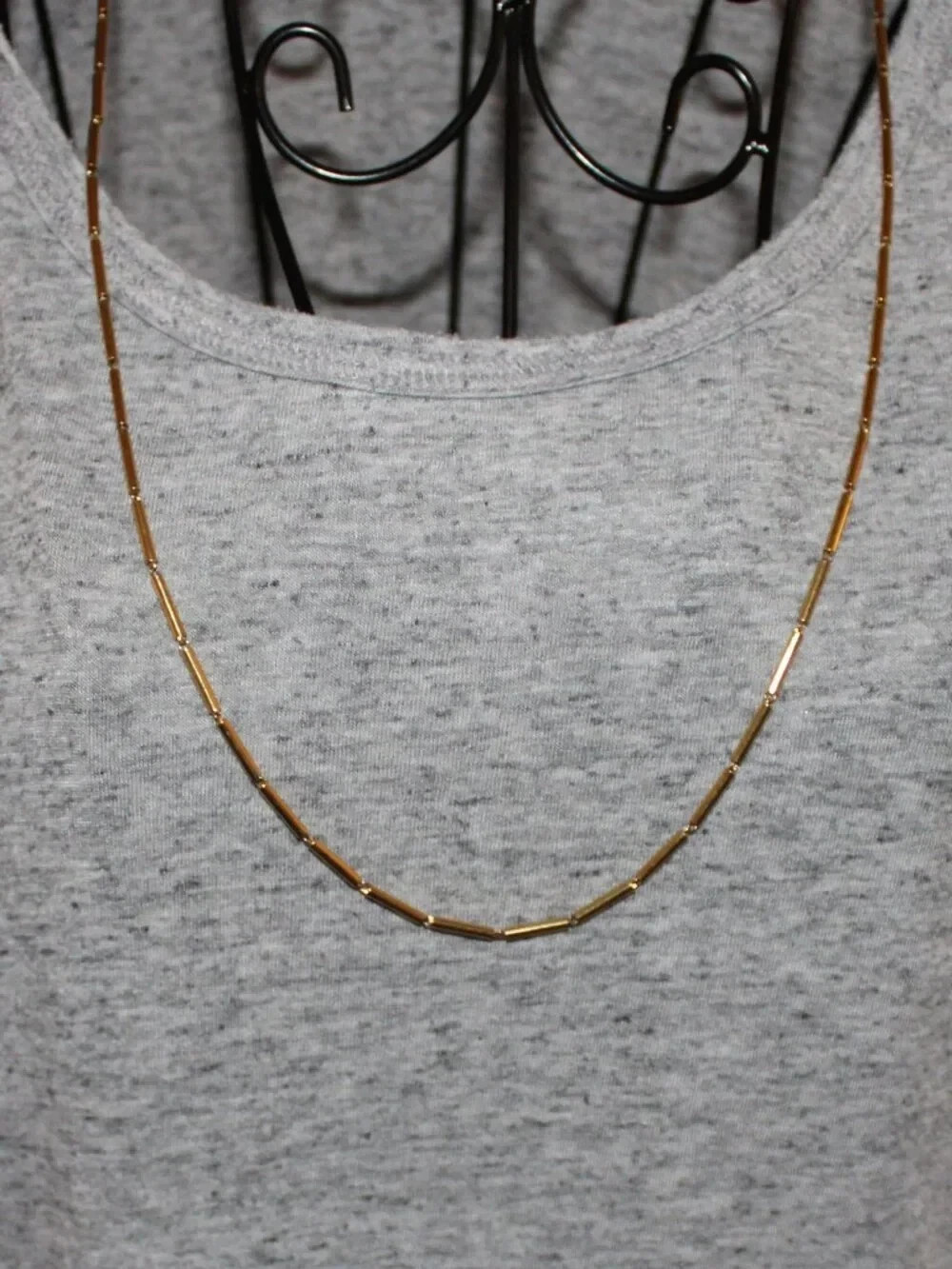 Signed Monet Gold Bar Link Chain Necklace Dot-Dash Layering Statement Jewelry