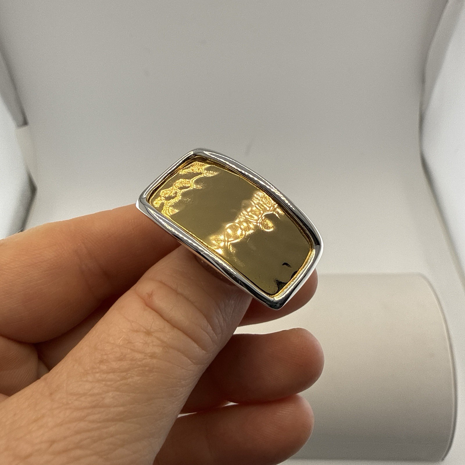 RLM Ring Robert Lee Morris Rectangle Modernist Bronze Bold Pinky Ring size 5 QVC