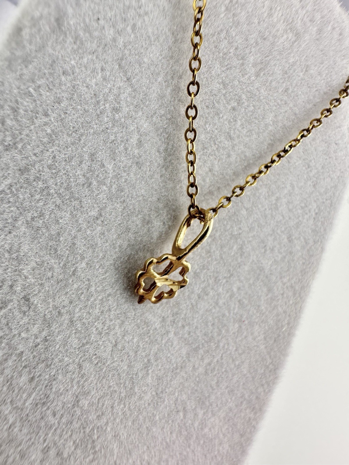 VTG 14k Yellow Gold Solid 4 Leaf Clover Heart Charm Pendant Signed Tiny Read