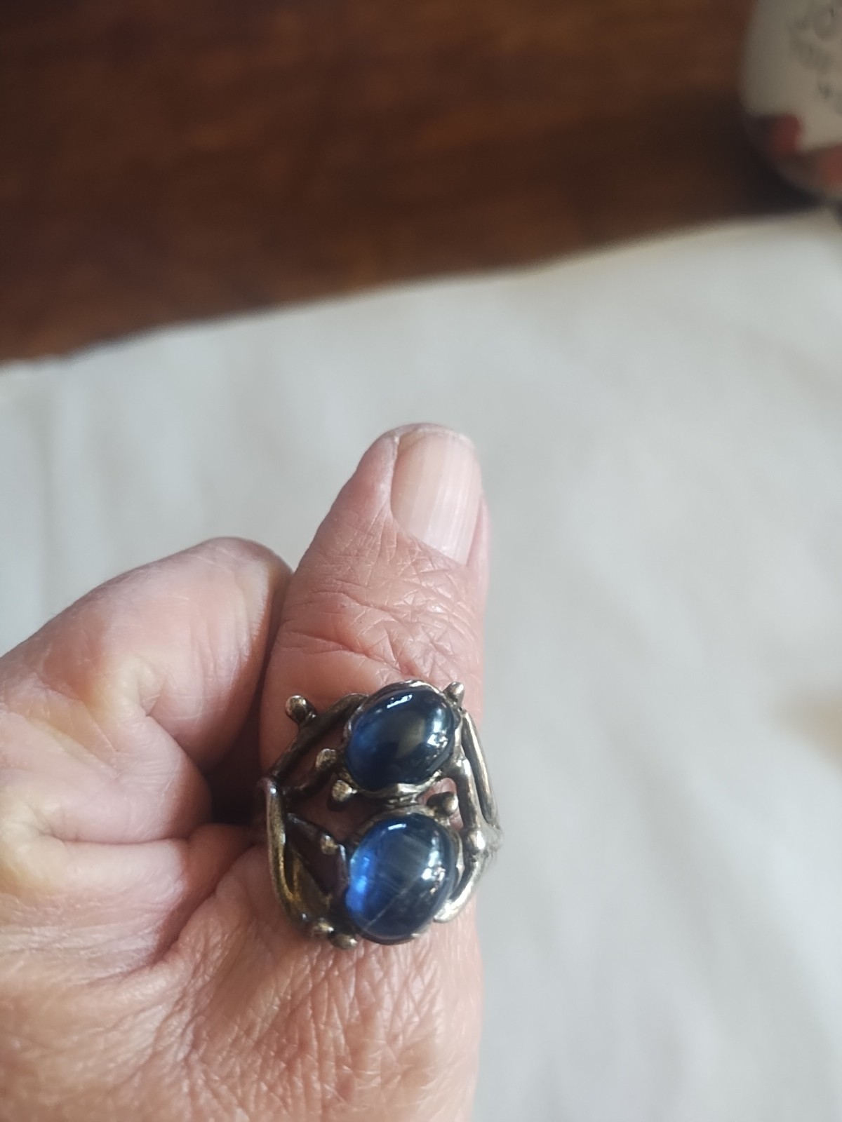 Vintage Silver.925 Ring with 2- Blue Stones. Very Good Condition