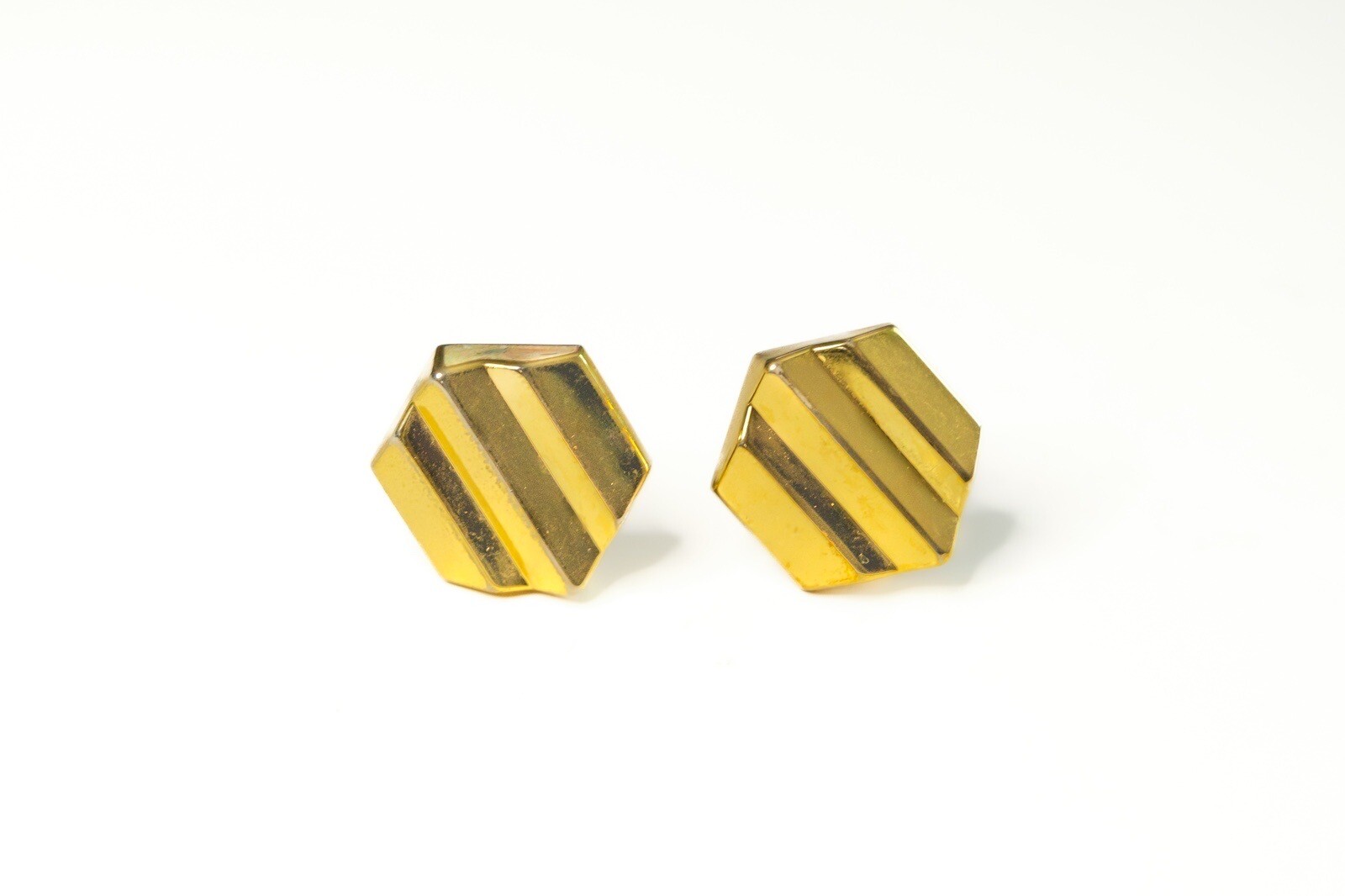 Dior Women Yellow Gold Art Deco Style Hexagon Clip-on Earrings