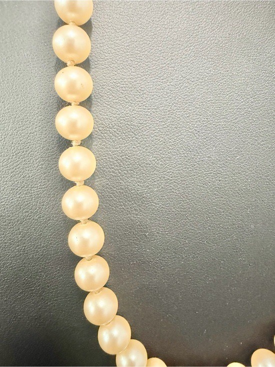 Vintage Authentic Givenchy 1977 String of Pearls with Gold Tone Logo Clasp Y2K