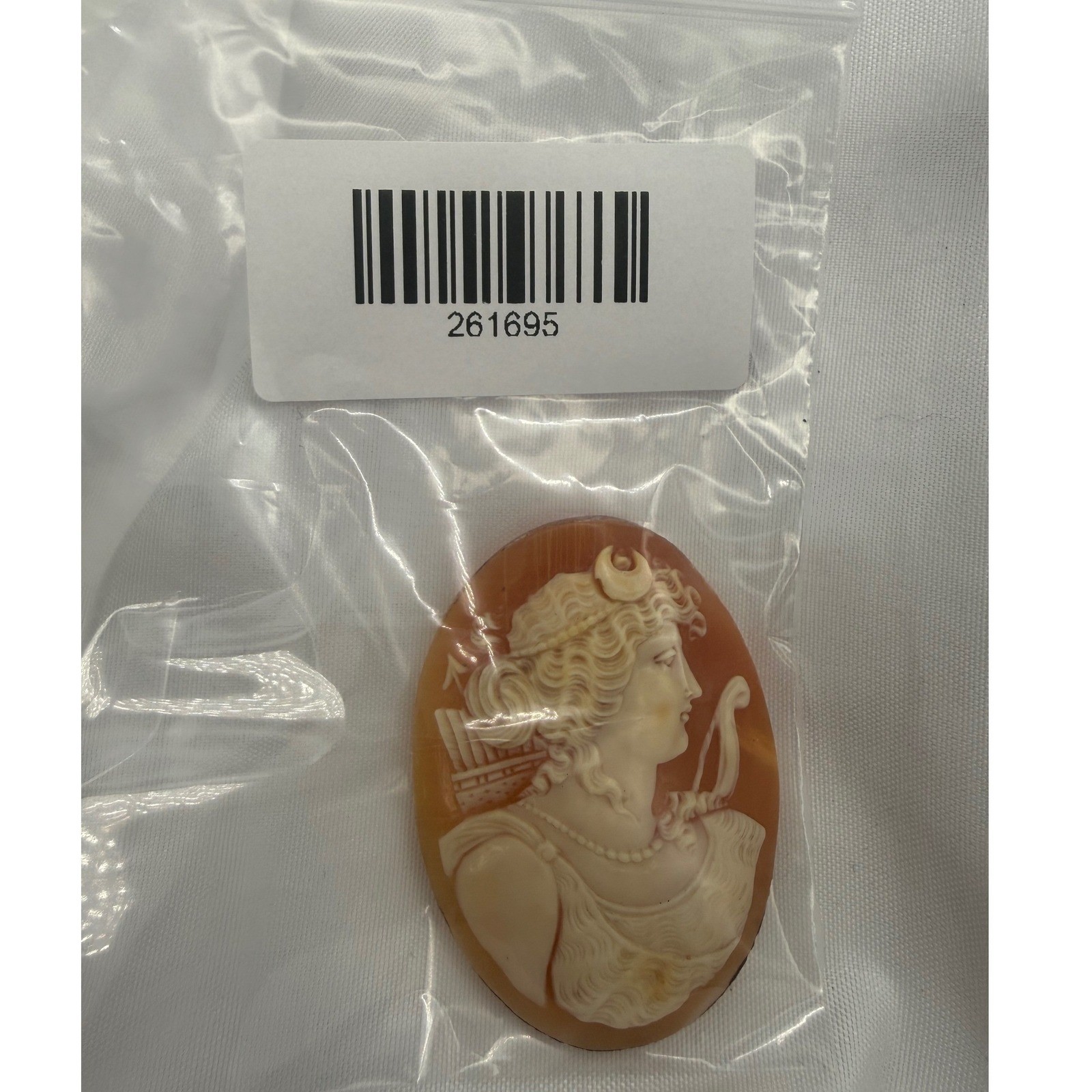Artemis Diana the Huntress Antique Hand Carved Shell Cameo Loose Oval Cabochon