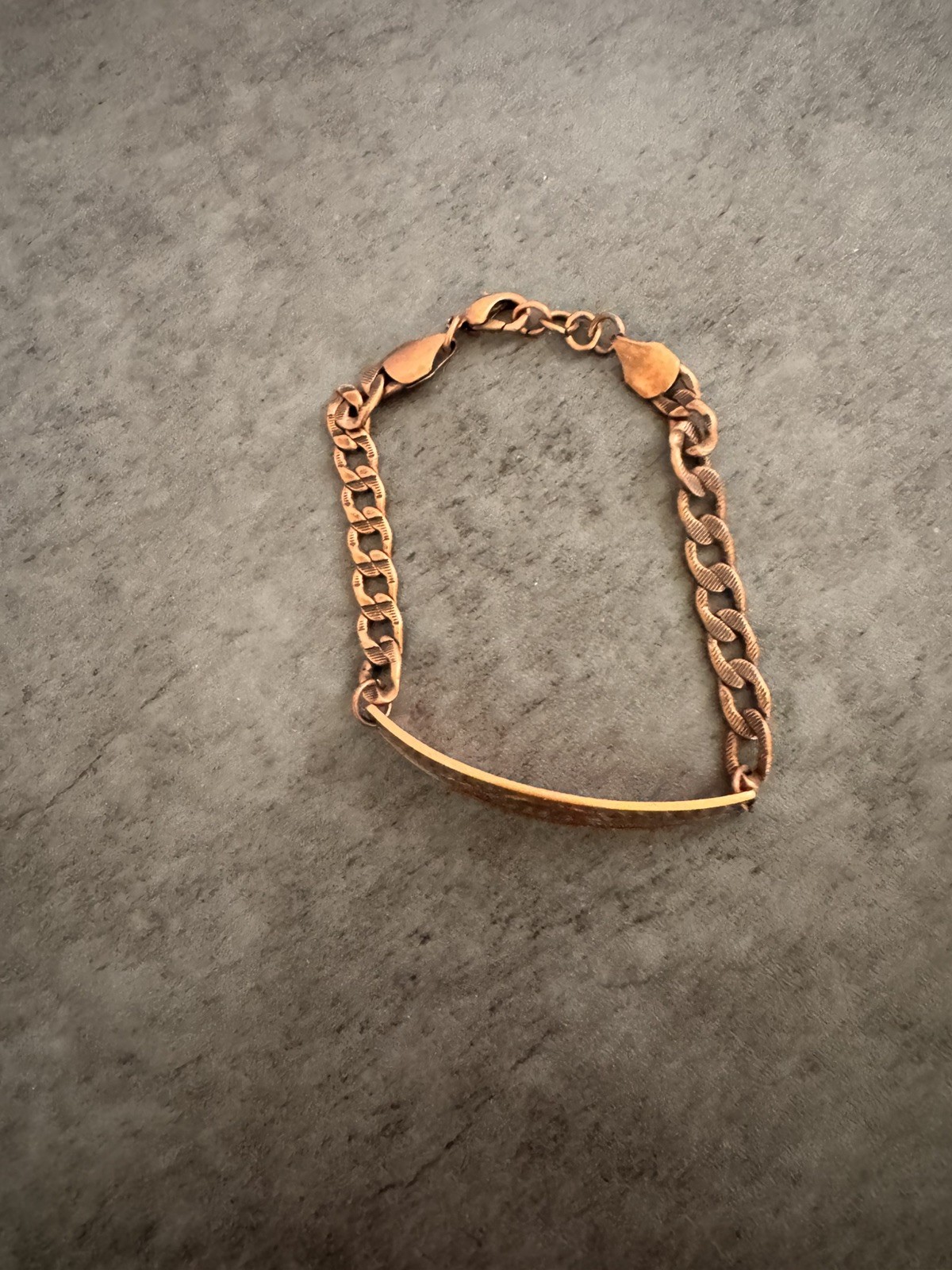 Vintage Copper Bar Bear Plate Tag Curb Link Chain, Men Bracelet – preowned