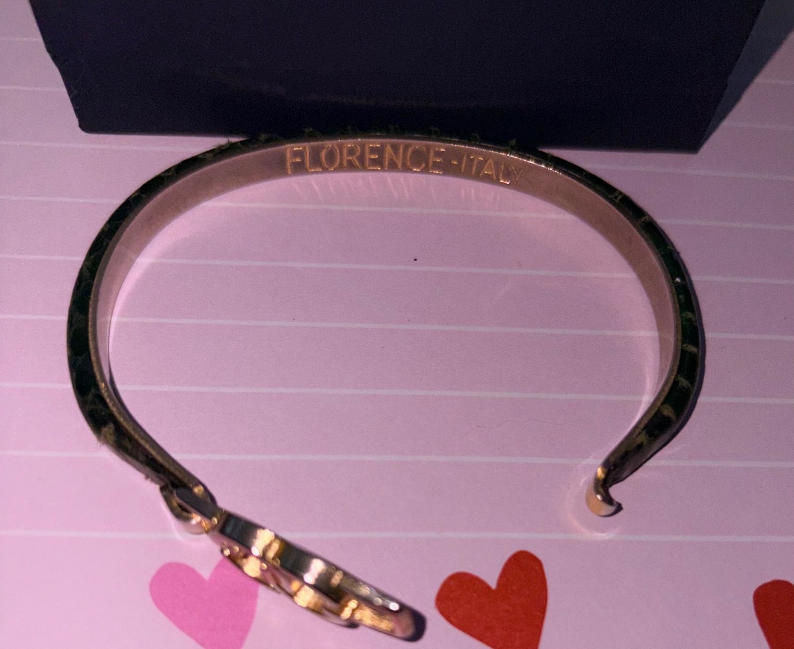 Vintage Gucci Interlocking GG Snakeskin Bangle Bracelet