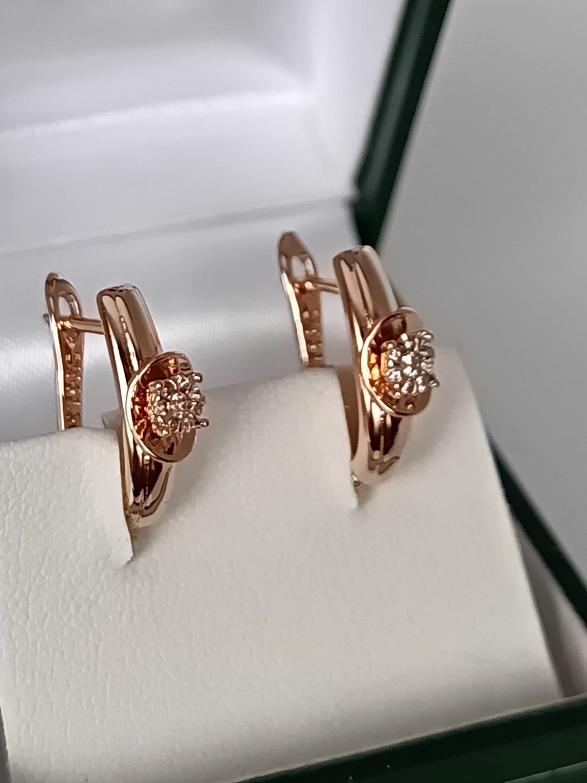 Vintage 1990-s 14 Ct Rolled Gold Zircons Earrings-Hallmarked 585 RG