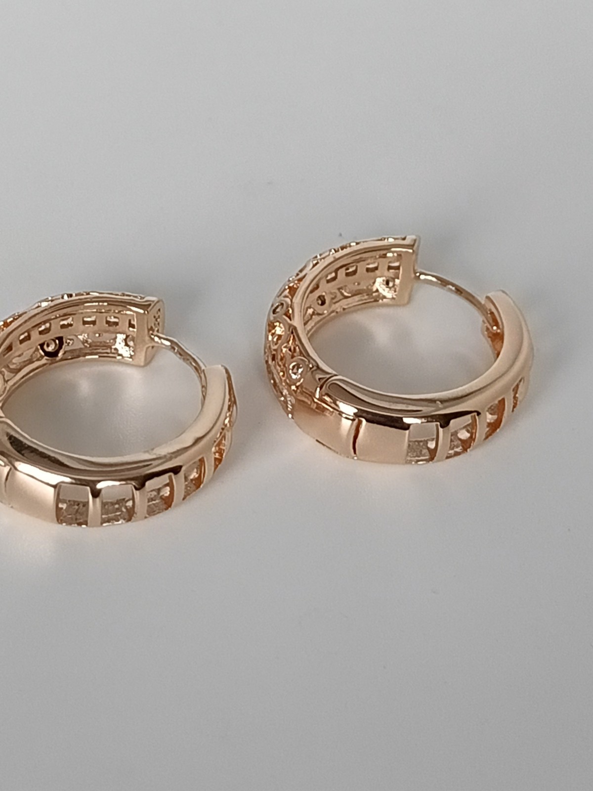 Vintage 1990-s 14 Ct Rolled Gold Large Solid Zircons Earrings-Hallmarked 585 RG