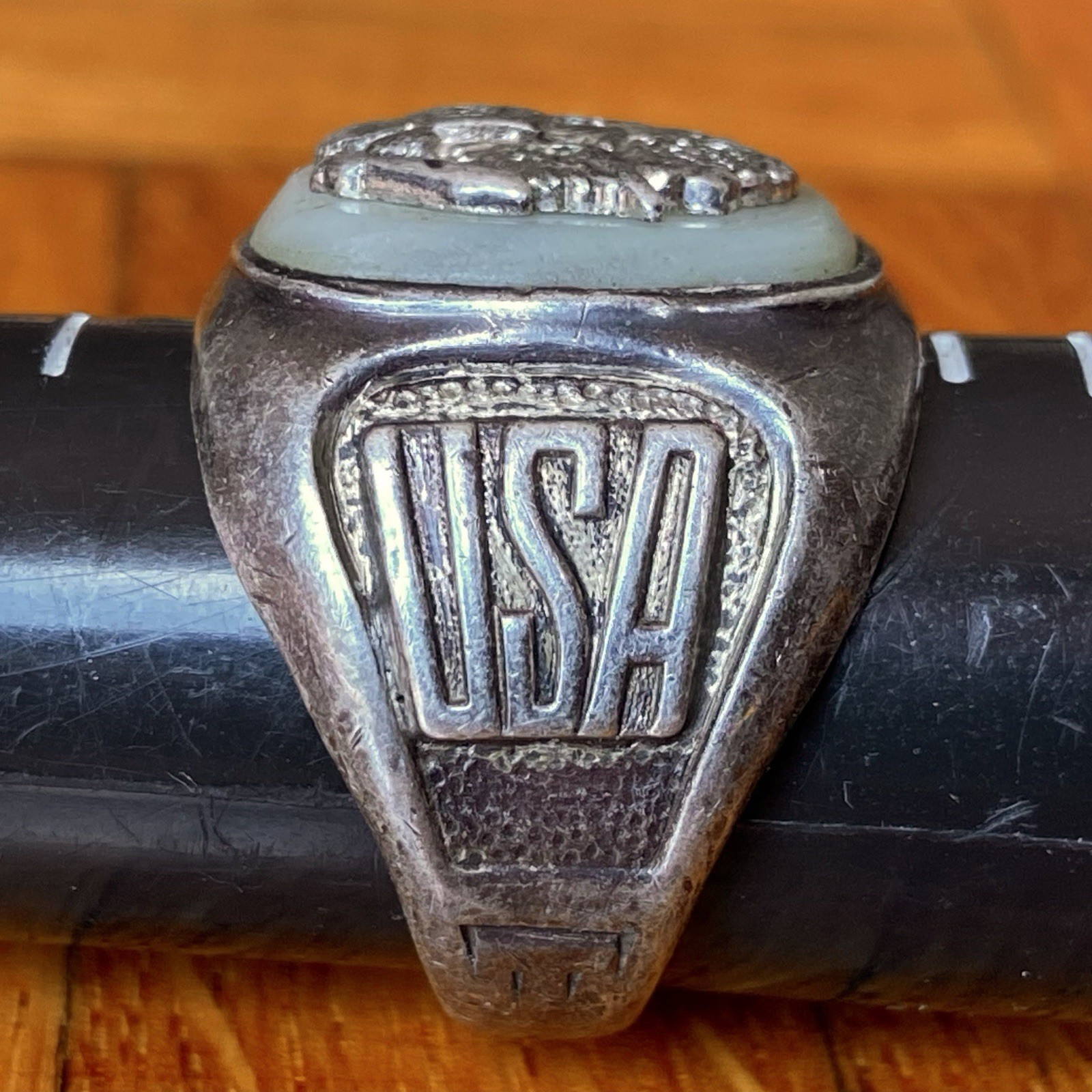 Vtg 40’s C&C Sterling Silver US Army Ring WWII 925 Mother of Pearl sz 10.5 ~READ