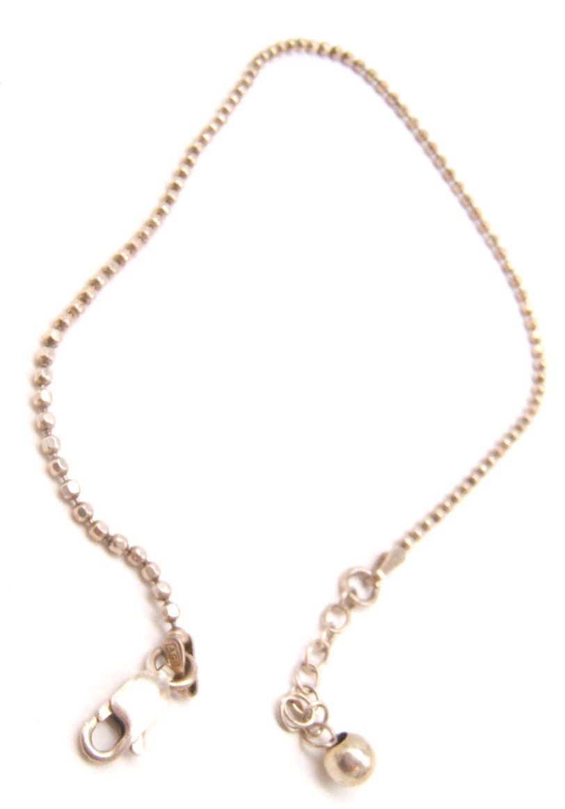 VTG STERLING SILVER BALL CHAIN ANKLE BRACELET ITALY SIGNED AGI 9 1/4”