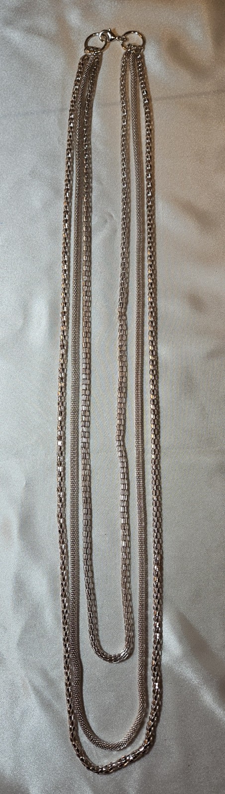Triple-Strand Silver Chain Necklace