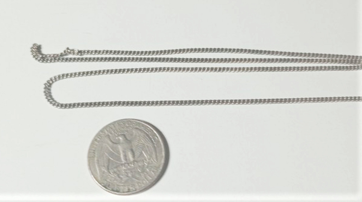 Vintage Sterling Silver Flattened Dog Tag Cuban Curb Chain Necklace Lot 24″