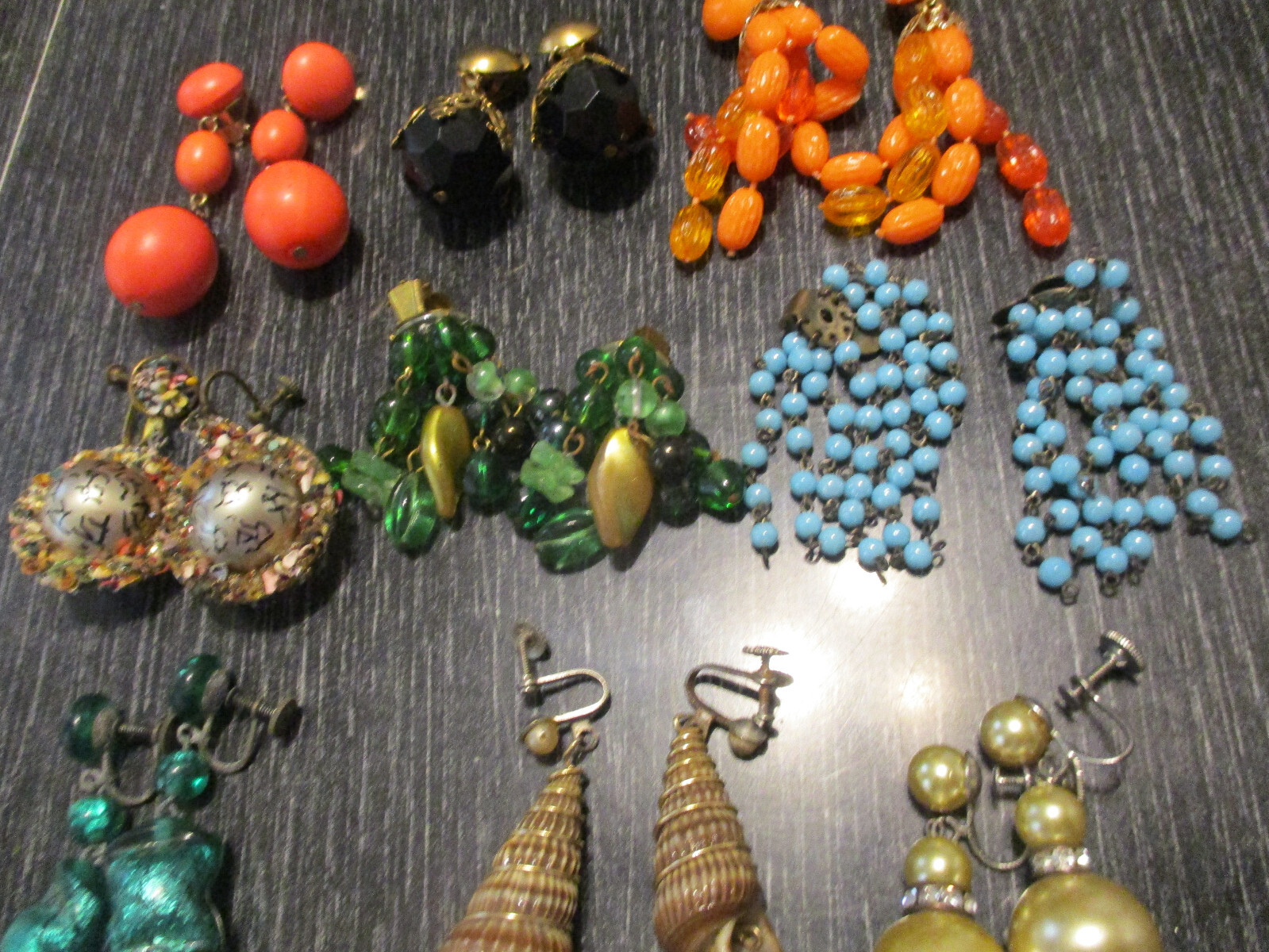 Lot 15 Vtg Estate Assorted Styles Sizes Chandelier Screwback Clip Earrings!46