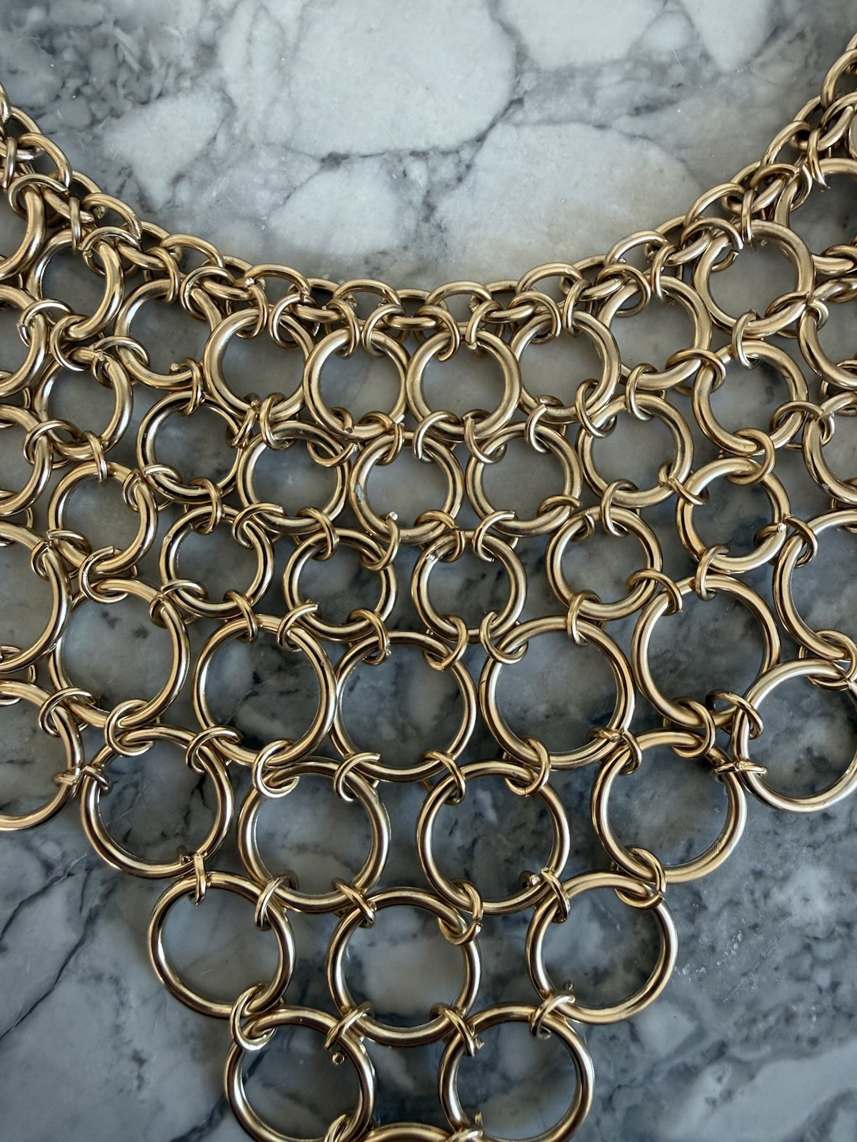 R.J. Graziano Gold Tone Open Circle Bib Statement Necklace Adjustable Collar