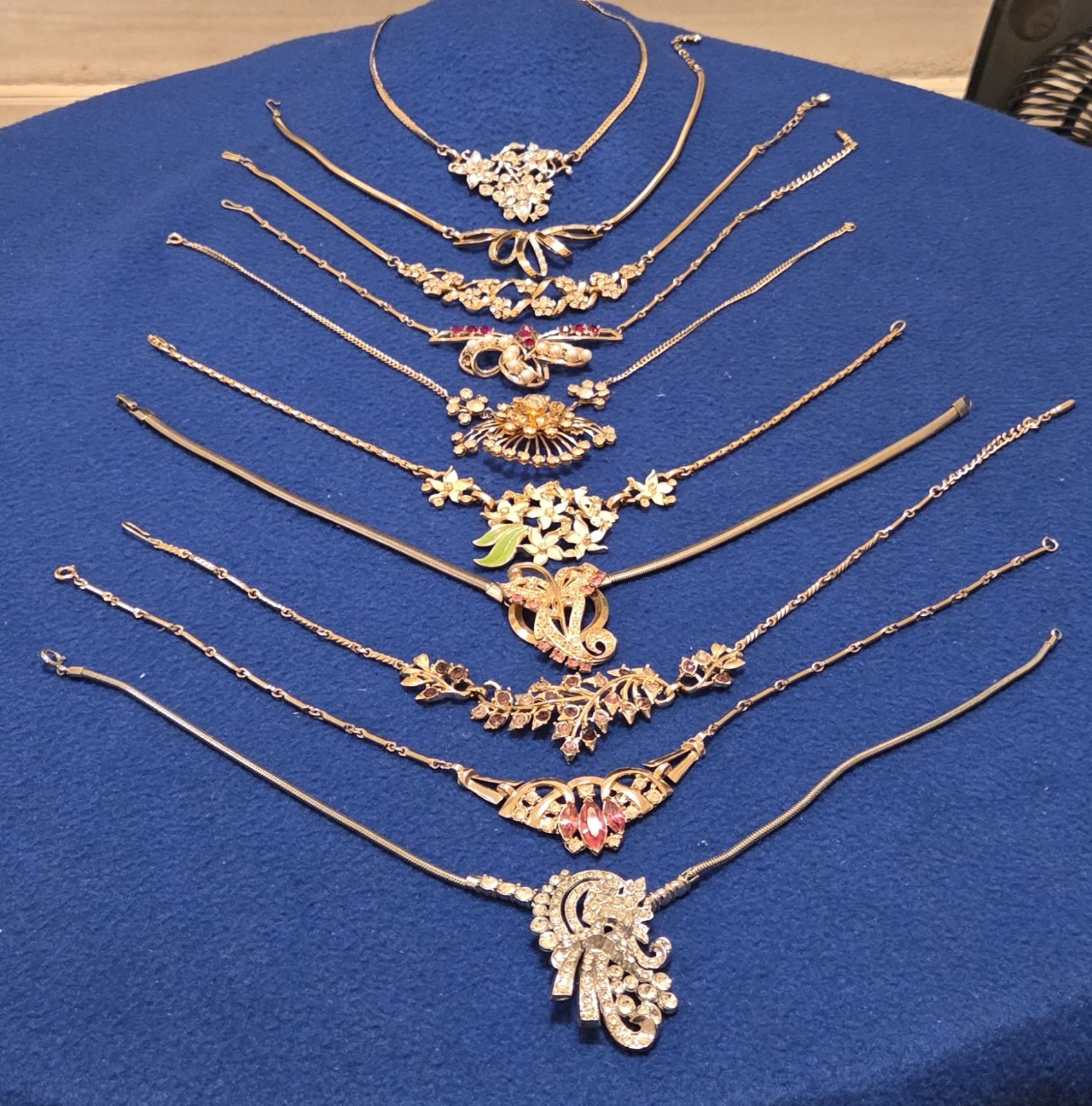 Vintage Mid Century Necklace Lot Of 10. Rhinestones. 6 Signed Kramer Trifari…
