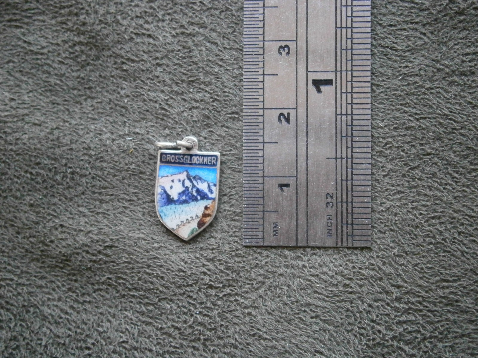Grossglockner Austria Vtg 800 Silver Enamel Travel Shield Bracelet Charm (b)