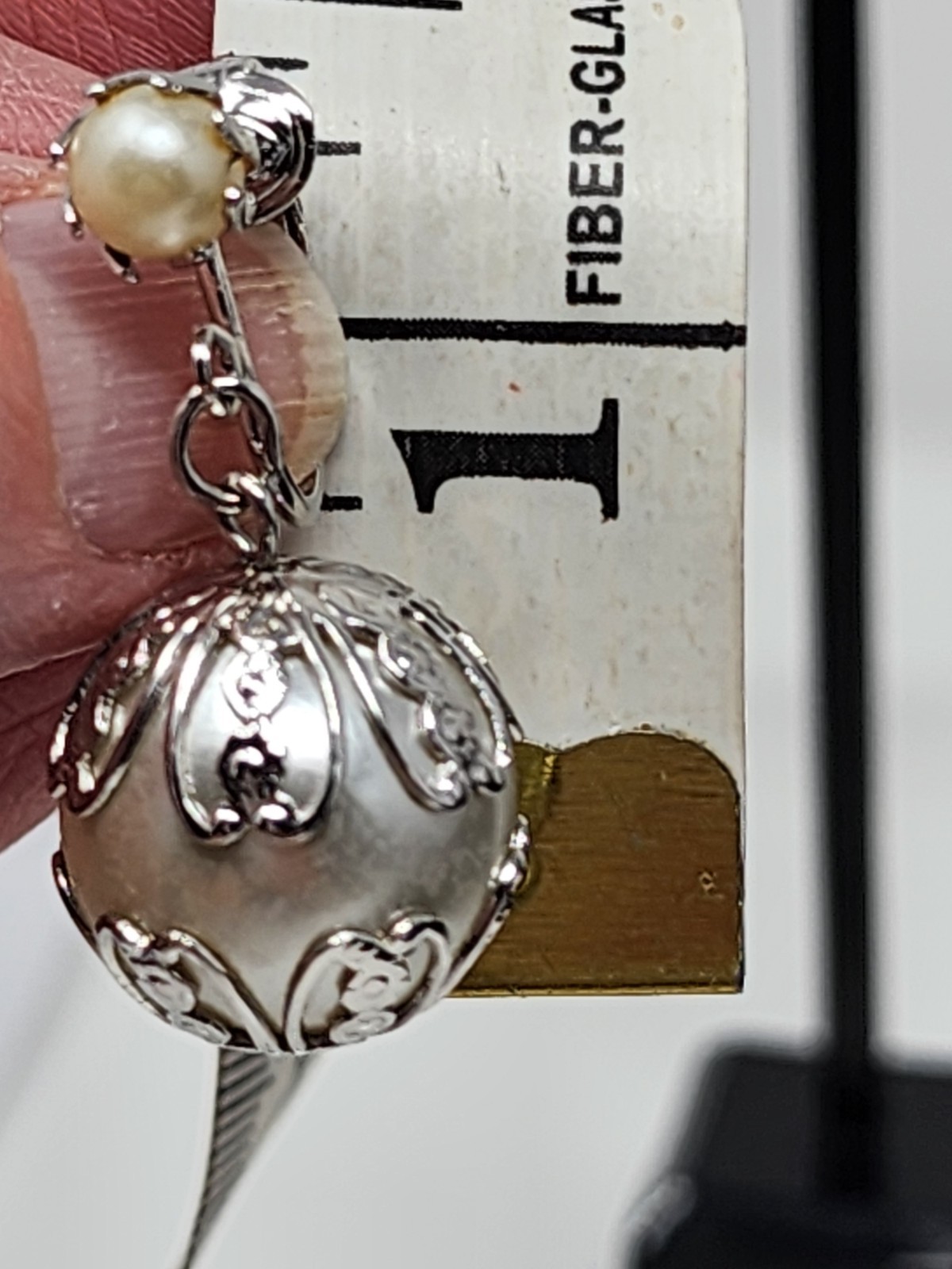 Vintage Sarah Coventry Chain Ability Earrings Faux Pearl Filigree Dangle Clip On
